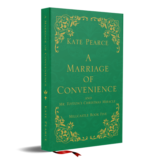 Green book titled 'A Marriage of Convenience' by Kate Pearce on a white background