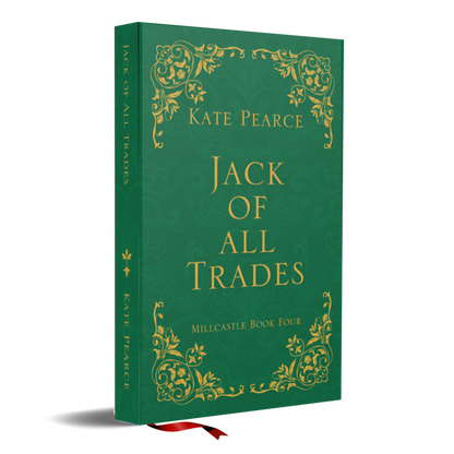 Book titled 'Jack of All Trades' by Kate Pearce with decorative green cover and gold text.