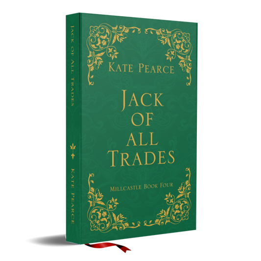 Book titled 'Jack of All Trades' by Kate Pearce with decorative green cover and gold text.