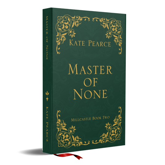 Book titled 'Master of None' by Kate Pearce with decorative gold text on a green background